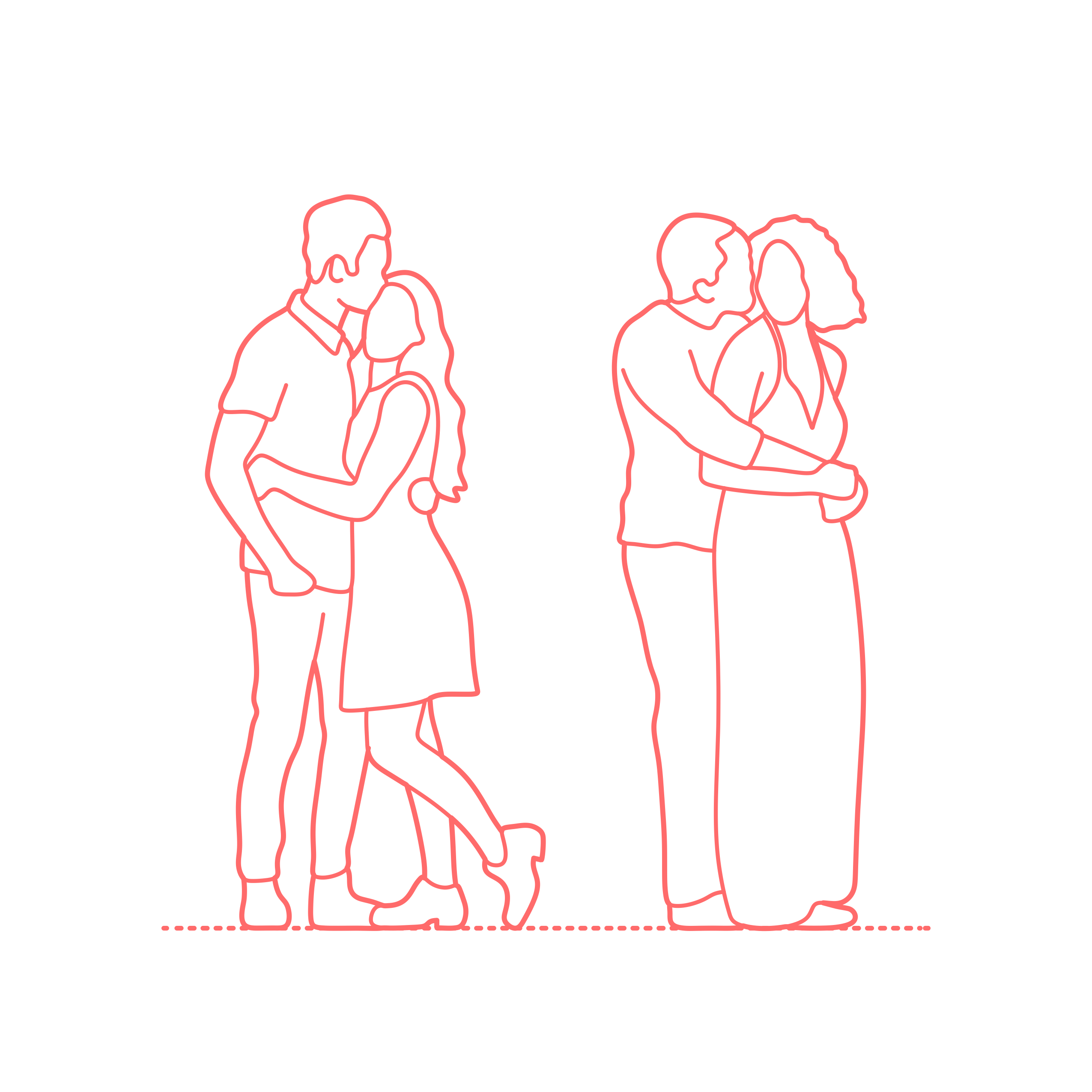 Humans Poses People Hugging Outline Icon Svg Set Free Vectors